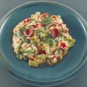 Mehr über den Artikel erfahren Risotto | grüner Spargel | Bärlauch-Pesto | Chorizo