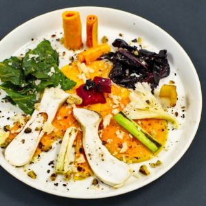 Mehr über den Artikel erfahren Butternut-Kürbis | Mangold | Kräuterseitling | Tête de Moine | Walnuss